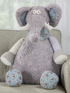 NWT Mina Victory Plush Lines - Elephant Plush Cushion, Gray, 22 x 26 inches